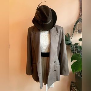Vintage 1980’s Green/Gray ‘Adriana’ Classic Double Breasted Long Line Blazer
